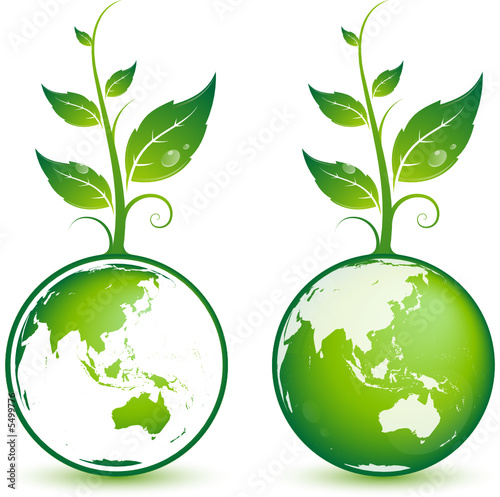 Planète terre avec plante verte, image vectorielle