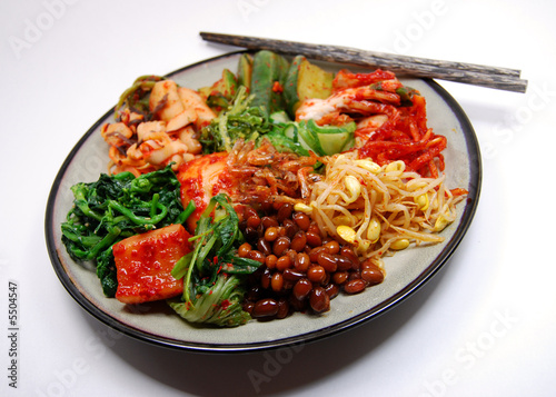plate of korean side dishes, or banchan