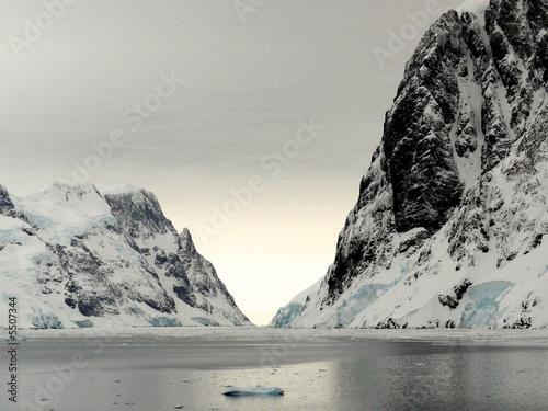sunrise over lemaire channel, antarctica