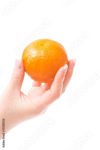 mandarin in womans hand