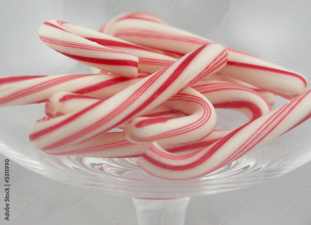 Candy Canes in a Glass Bowl