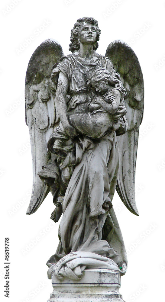 Isolated ature marble angel figurine sculpture Isolated ature marble angel figurine sculpture