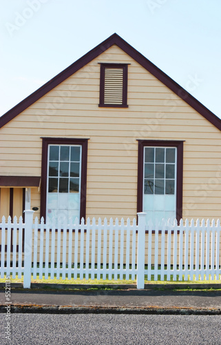 Historical building in Thames, New Zealand - travel and tourism.