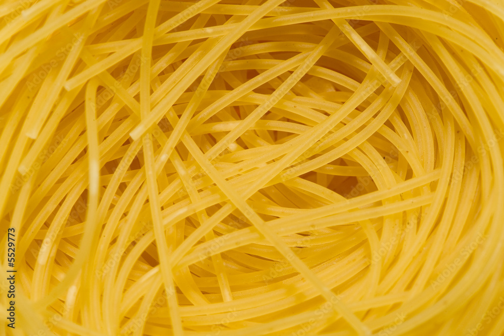 Close up of a nest of angel hair pasta Close up of a nest of angel hair pasta