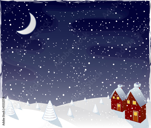 Magic winter night, vector