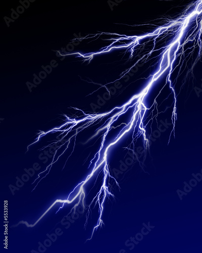 Lightning flash on black background