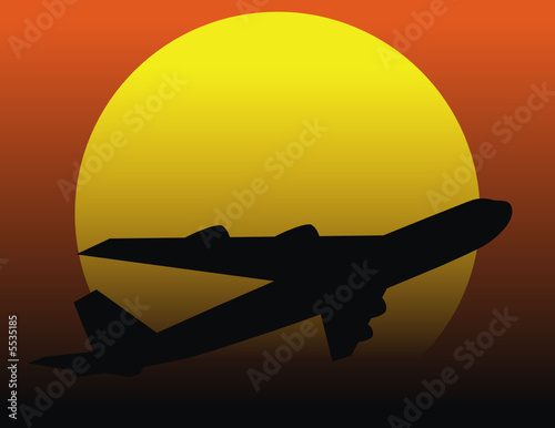 airplane sunset