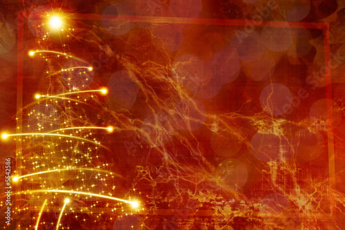 Abstract christmas tree on red background