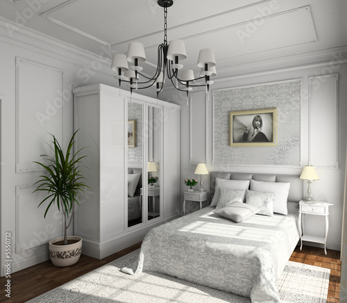 classic design of interior. Badroom. 3D render.