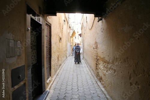 Narrow street in Fez  Morocco  Africa.