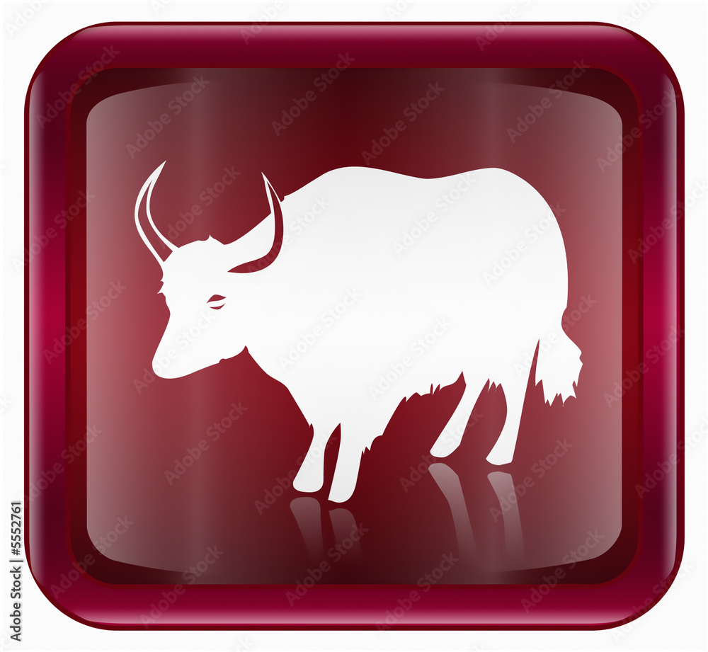 Ox Zodiac icon red, isolated on white background. Ox Zodiac icon red, isolated on white background.