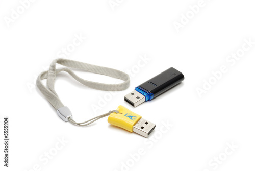 Yellow and dark blue small flash on a cord