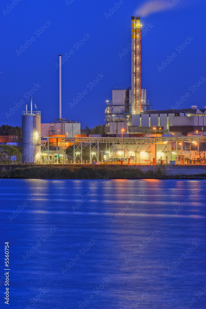 Chemical complex on river bank