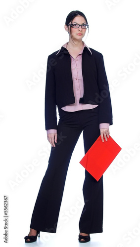 Secretary stand and head red folder photo