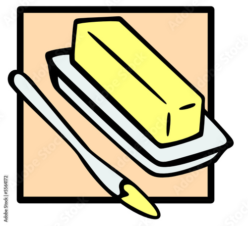 butter in a dish and a spreading knife
