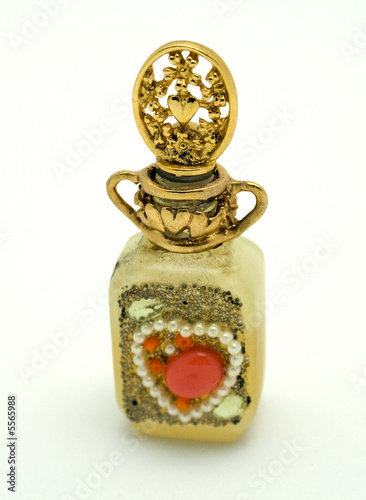 Vintage heart collage perfume bottle