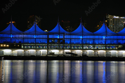 View of Vacant Miami Cruise Ship Terminal at Night.