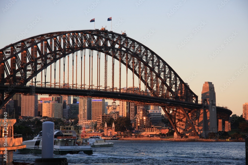 Sidney harbour bridge evening - obrazy, fototapety, plakaty 