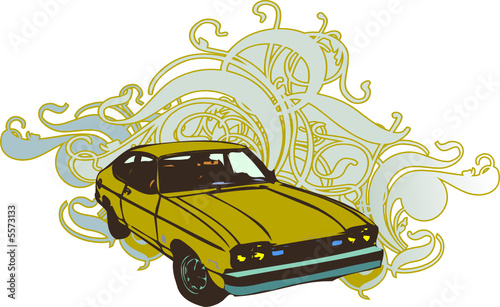 Vector floral car illustration
