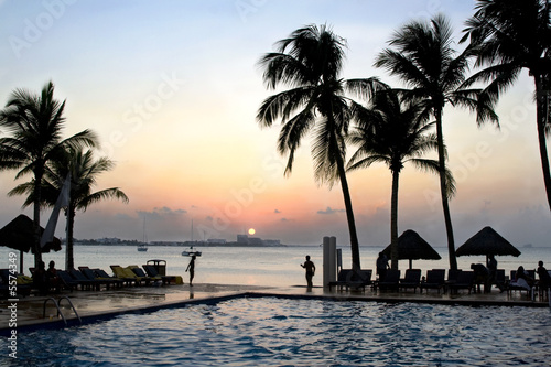 Cancun Mexico Sunset at a Beach Resort © surpasspro
