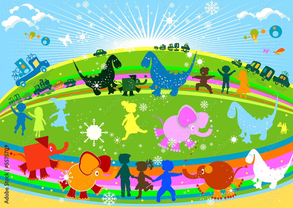 Naklejka premium kids, cars and animals