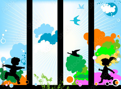 kids silhouettes against a ...