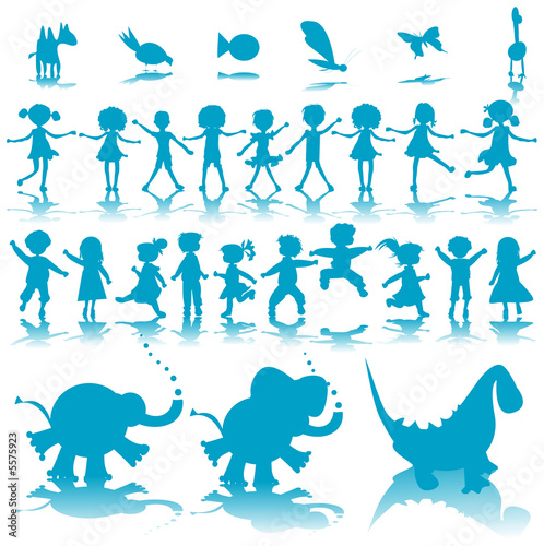 kids and animals silhouettes