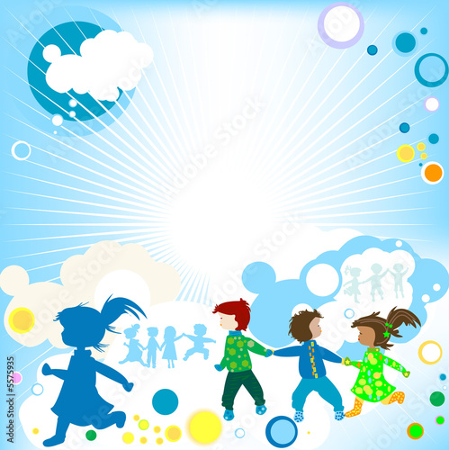 silhouettes of kids playing...