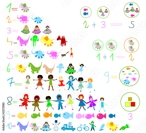 children world; preschool elements: kids, animals, numbers #5575980