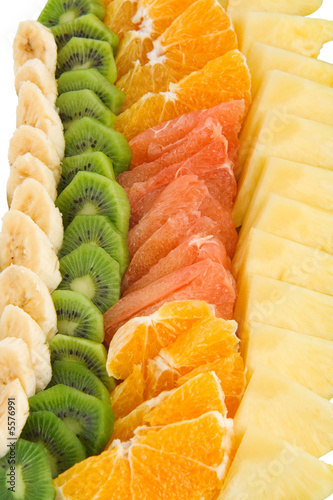 Fruit salad isolated on white