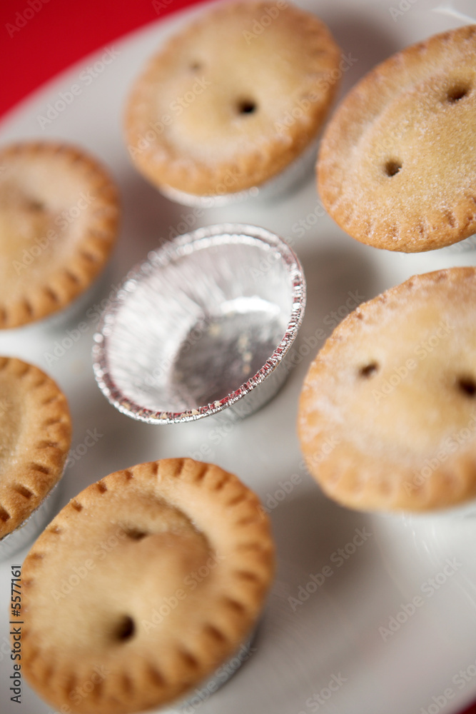Arrangement of Mince pies (one's missing!) - shallow dof Arrangement of Mince pies (one's missing!) - shallow dof