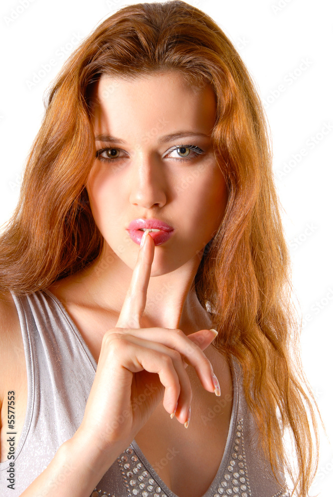 beautiful girl shows gesture of the hand beautiful girl shows gesture of the hand