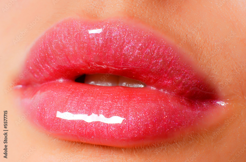 sexy glowing pink lips close-up sexy glowing pink lips close-up