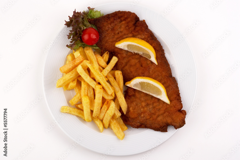 Schweineschnitzel mit Pommes Schweineschnitzel mit Pommes