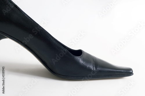 Close up Black high heel shoes on white background