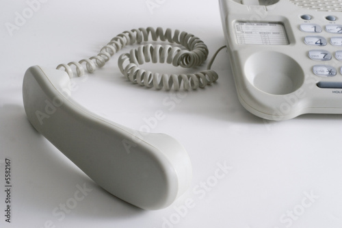 Network office- close up office telephone on white background