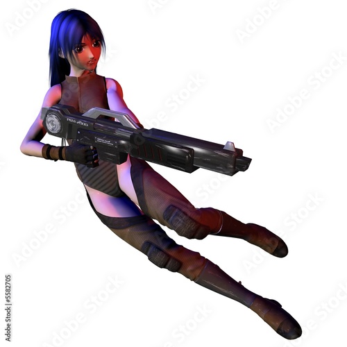 Anime Girl with Laser 2 Stock Illustration | Adobe Stock