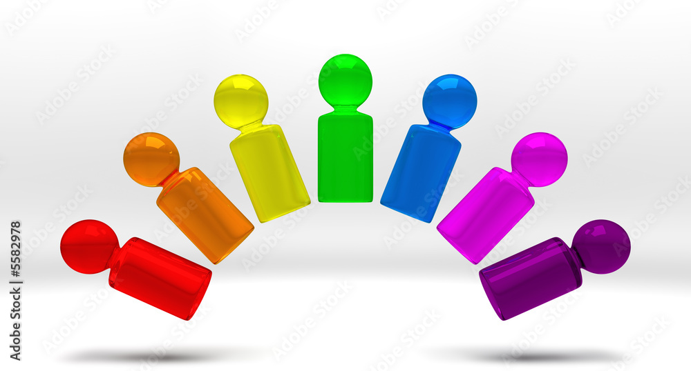 Obraz premium symbolic people in rainbow colors forming an arc