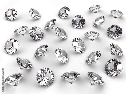 Several diamonds with realistic soft shadows on white #5587527
