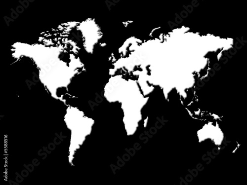 world map in white