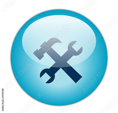 Glassy Blue Tools Button