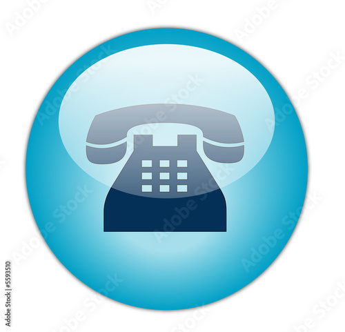 Glassy Blue Telephone Button