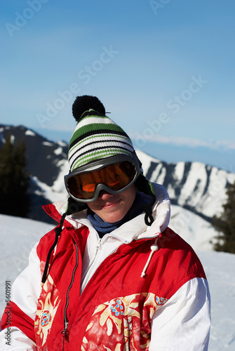 Portrait happy ski girl in red © Maxim Petrichuk