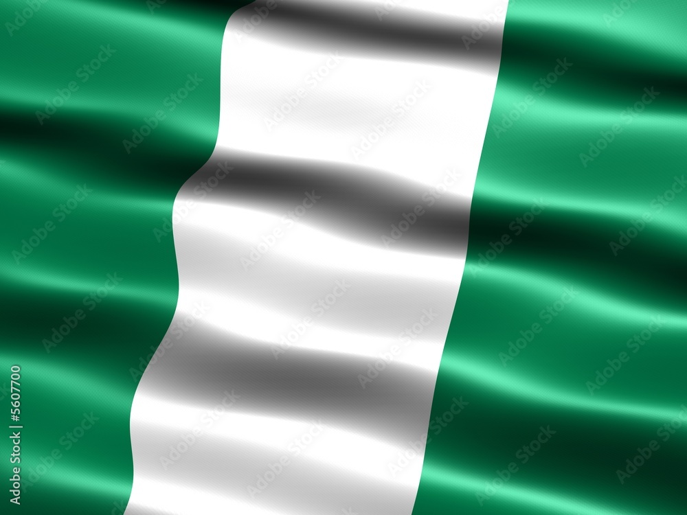 Flag of Nigeria, CG-illu with silky appearance and waves