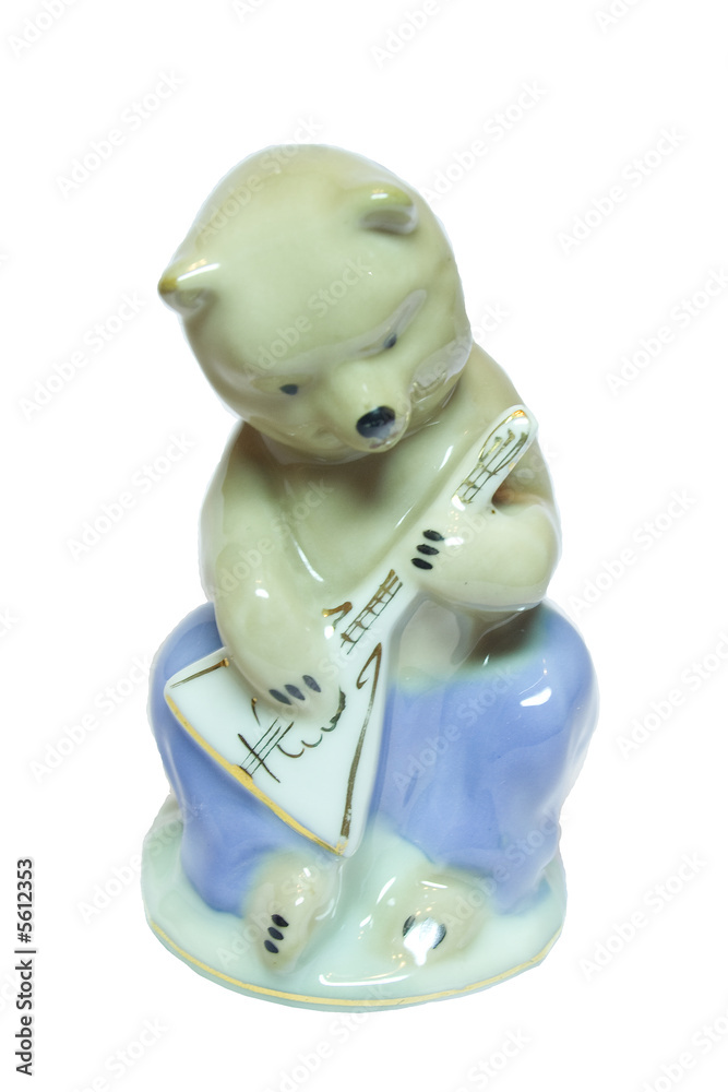 porcelain figurine of brown russian bear with balalaika porcelain figurine of brown russian bear with balalaika