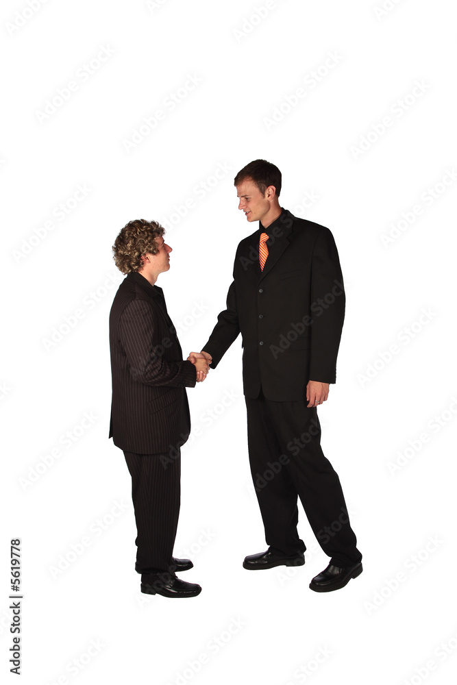Business men shaking hands, isolated on white