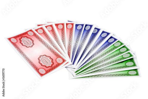Toy Money on a white background