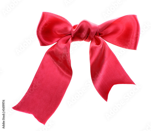 red satin bow isolated on white
