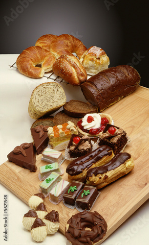 Sweets and breads from bakery