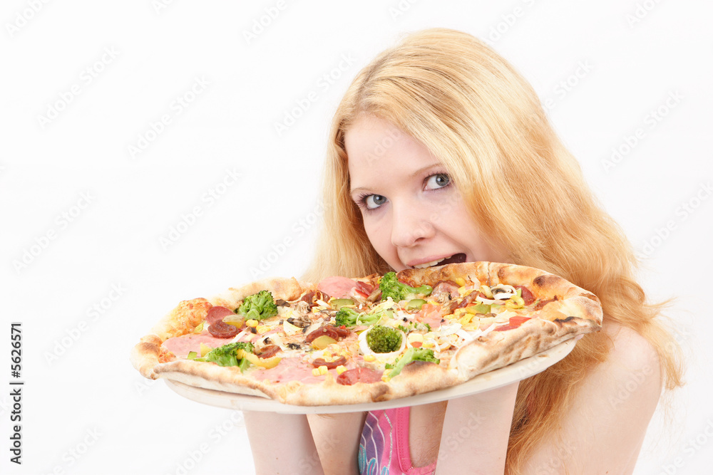 Blondie with pizza